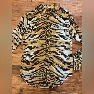 Equipment Femme 100% Silk Tiger Stripe Blouse, XS
